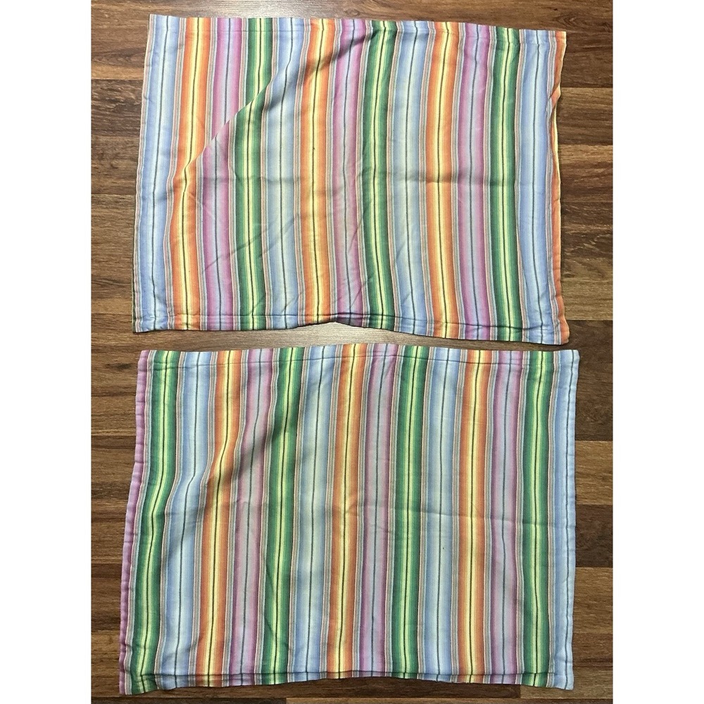 Pair Of Rainbow Striped Pastel Tommy Hilfiger STANDARD Pillow Shams